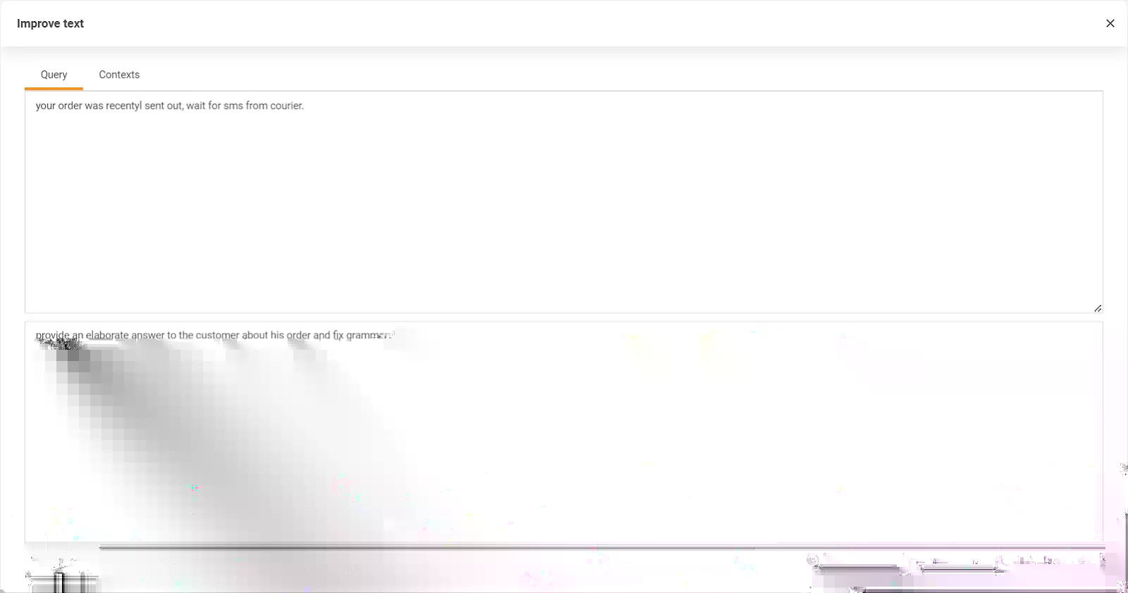 Изображение, показващо функцията Подобри текст на LiveAgent