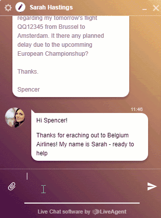 Пример на поддръжка на live chat