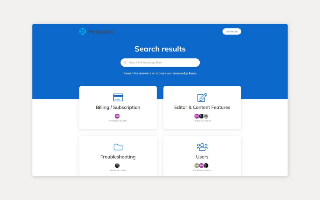 HelpJuice knowledge base system in use