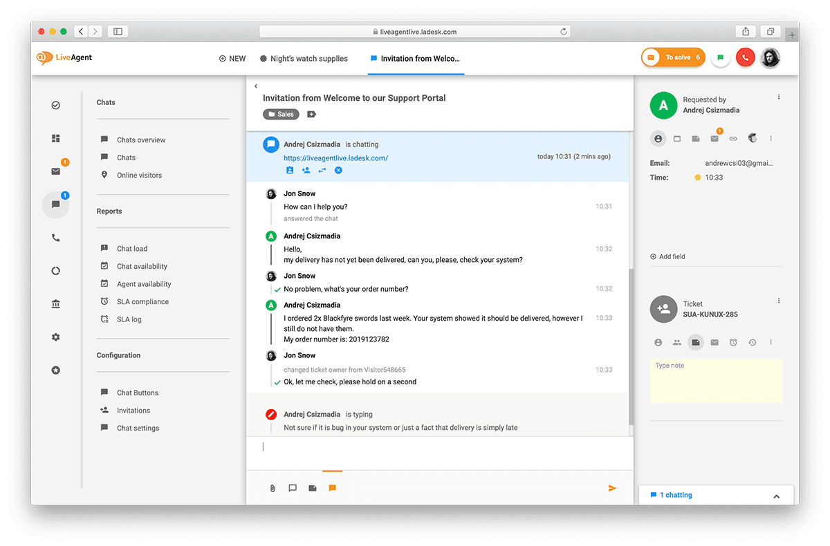LiveAgent - разговор в реално време