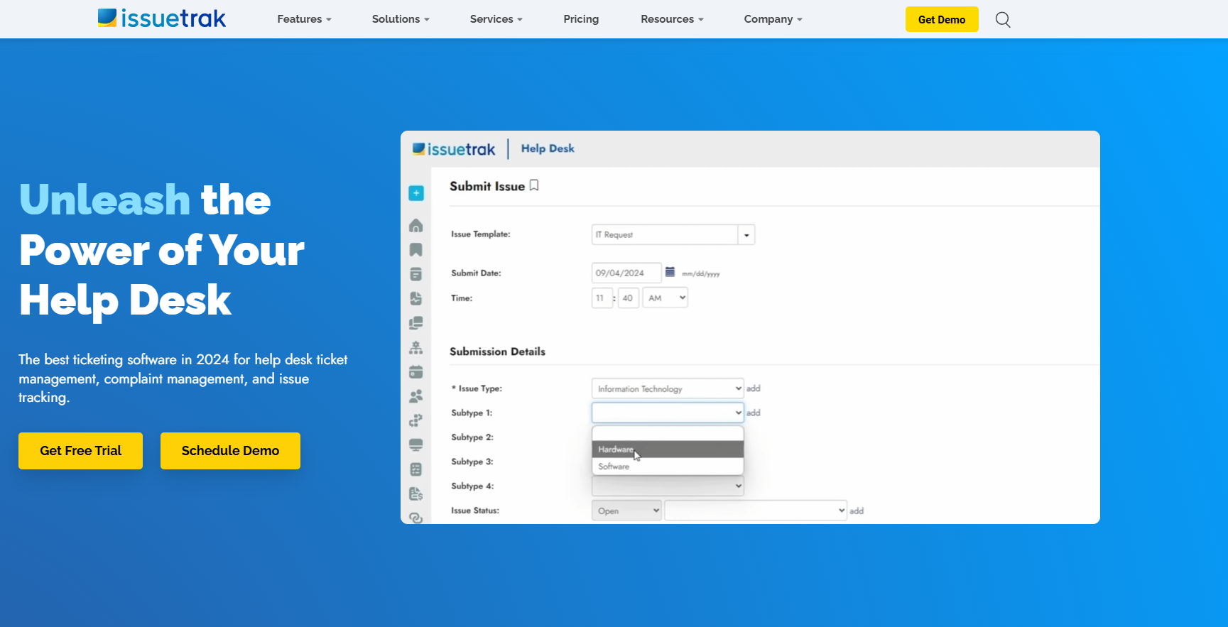 начална страница на issuetrak