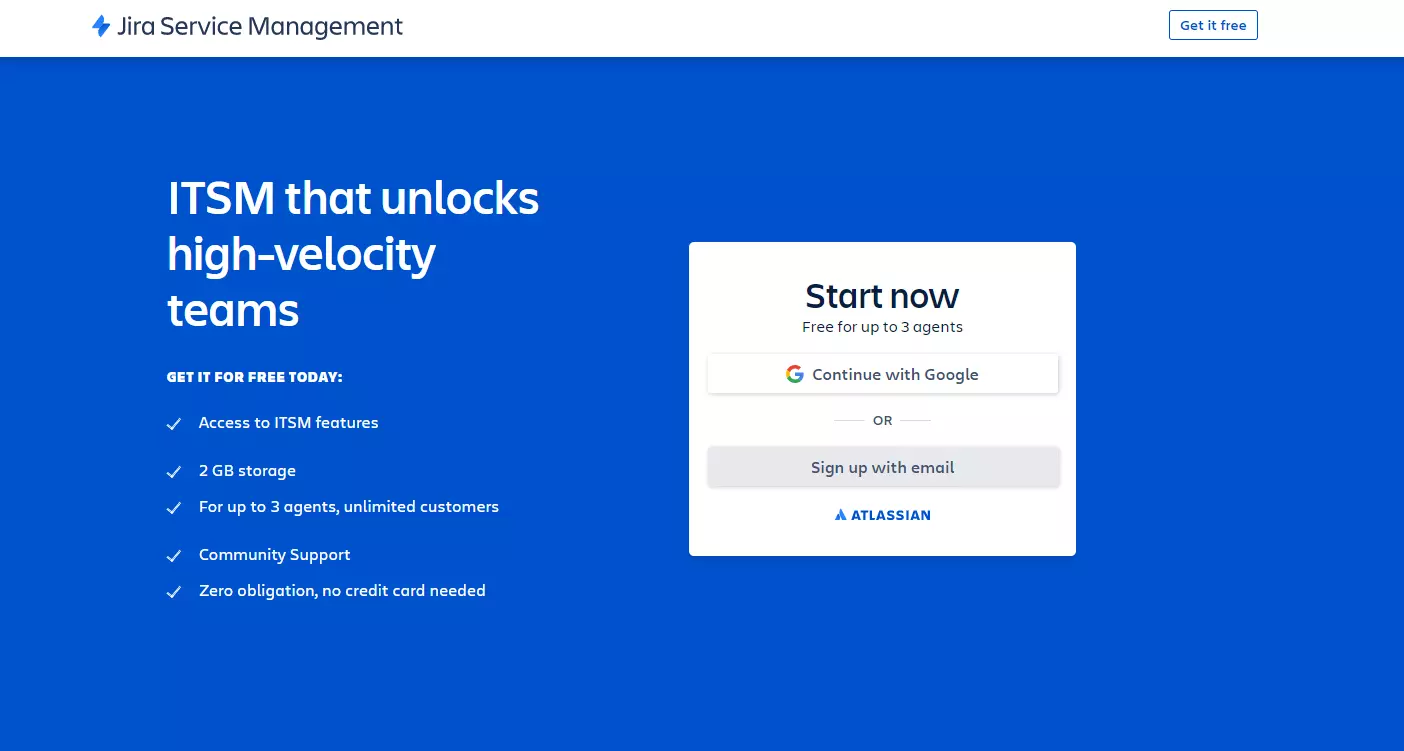 Начална страница на JIRA Service Management
