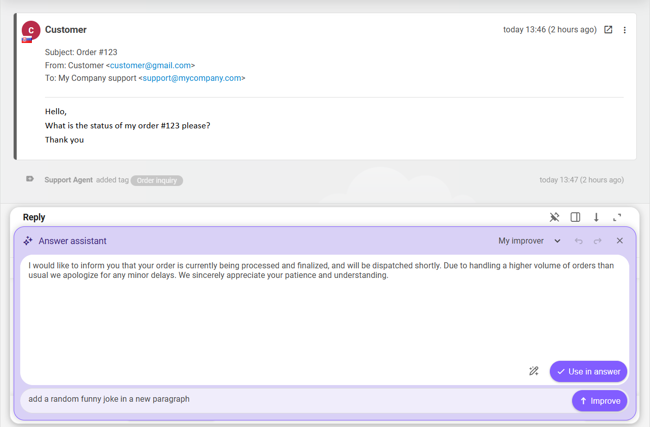 AI Answer Improver и Composer на LiveAgent