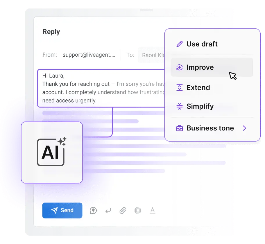 AI Answer Composer изготвя черновик на отговор за помощния център