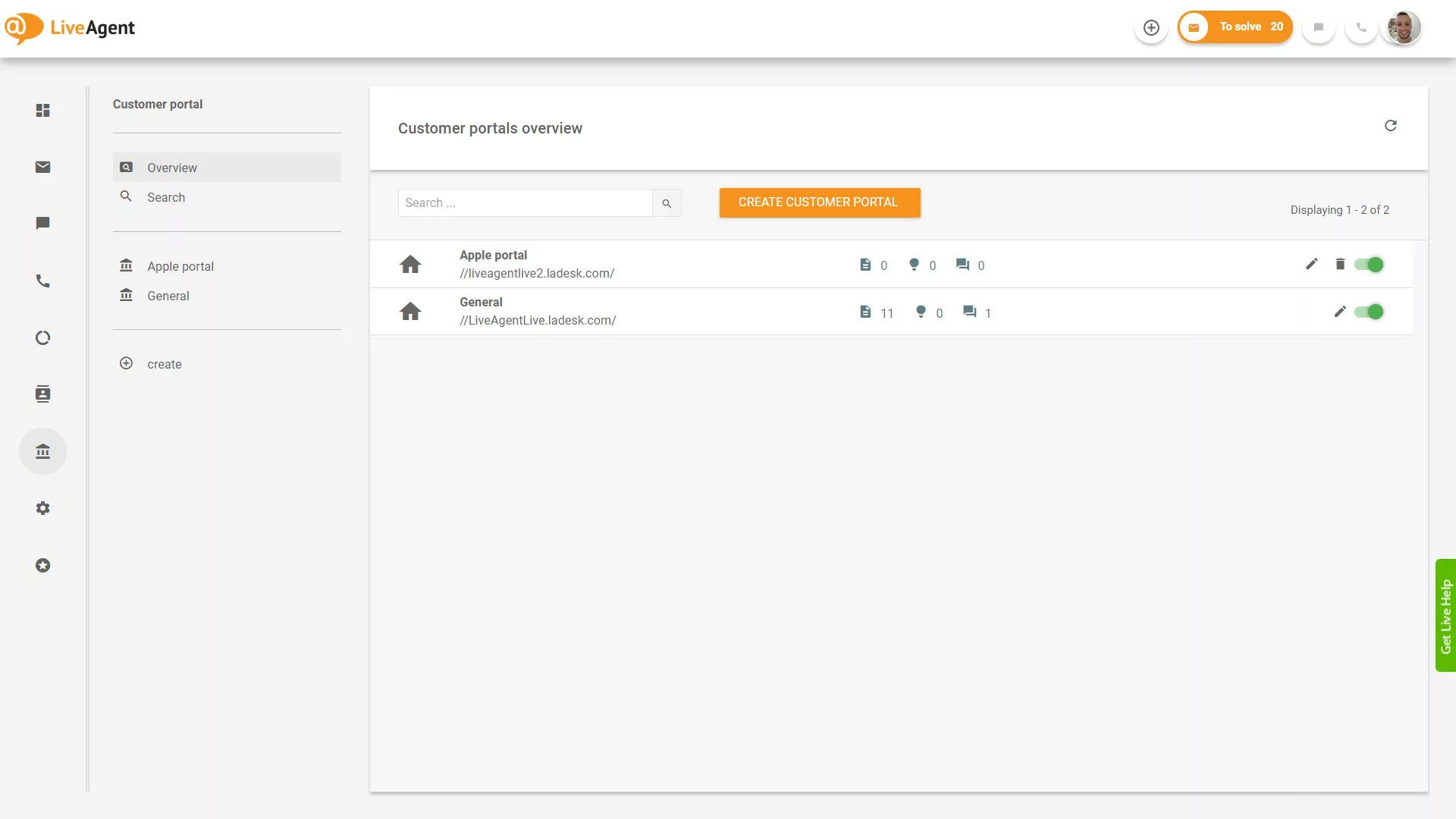 Преглед на билети на LiveAgent в приложението