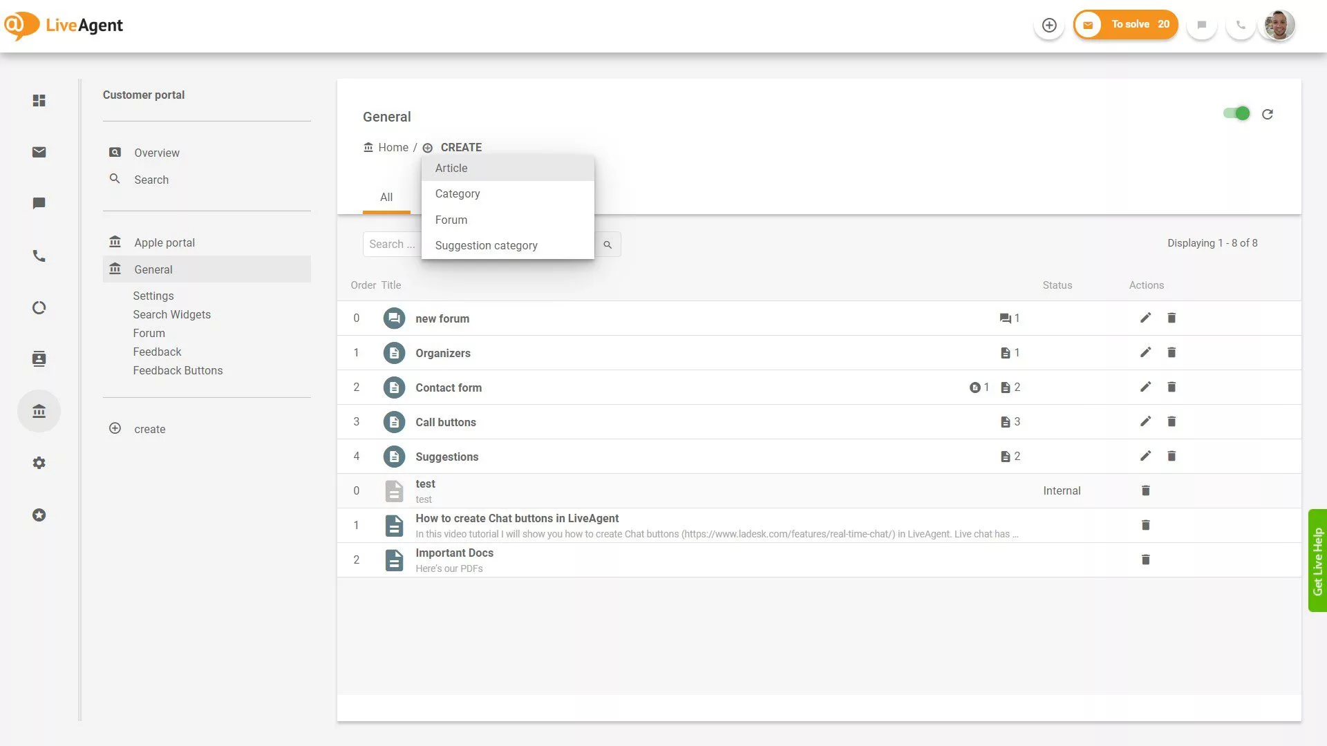 Преглед на билети на LiveAgent в приложението