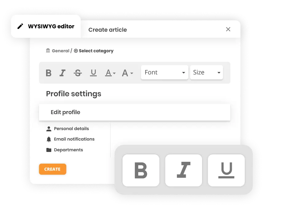Редактор WYSIWYG в софтуер за помощ - LiveAgent