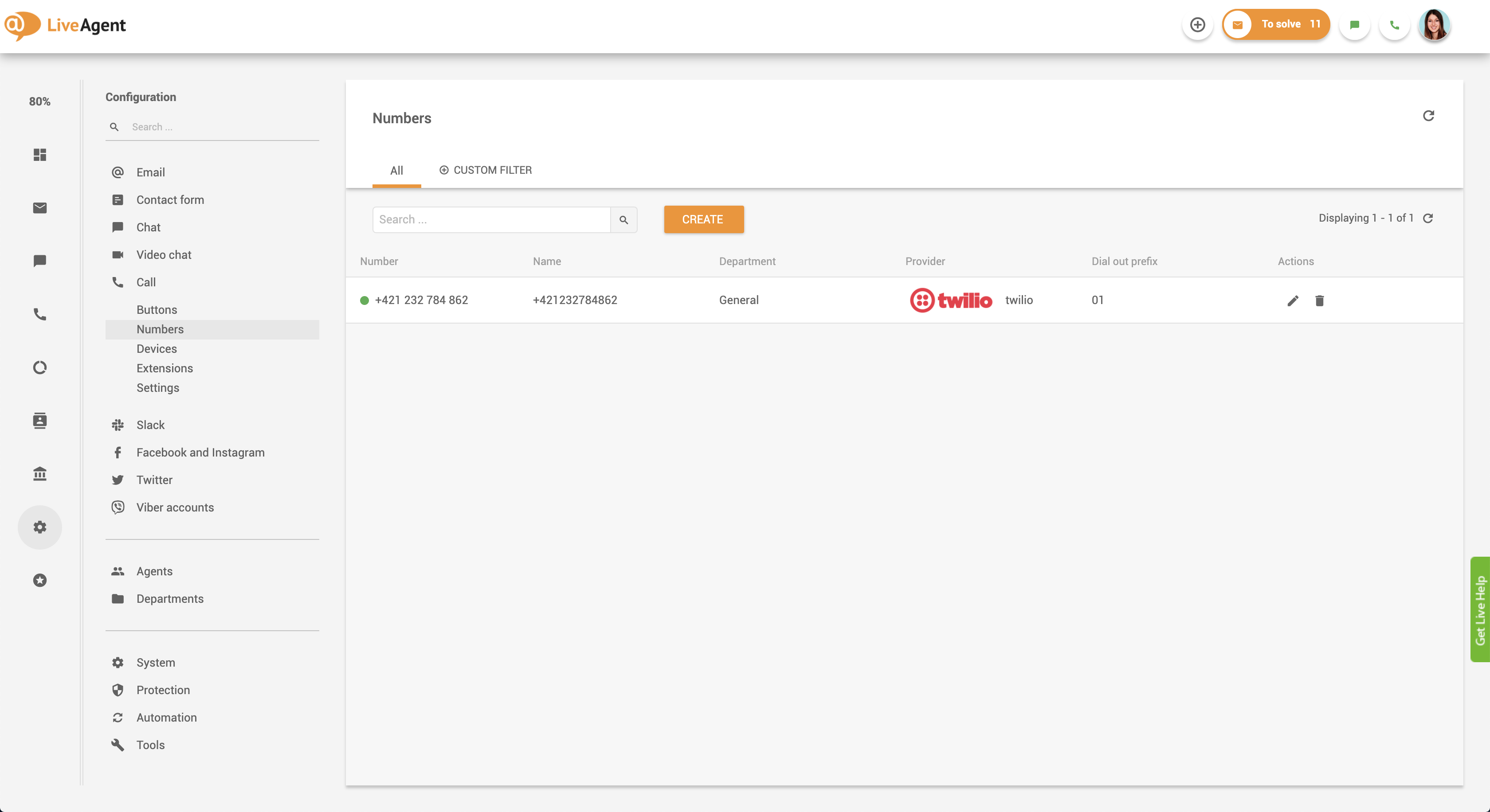 Настройка на обратен звонок в LiveAgent - свързване на телефонен номер