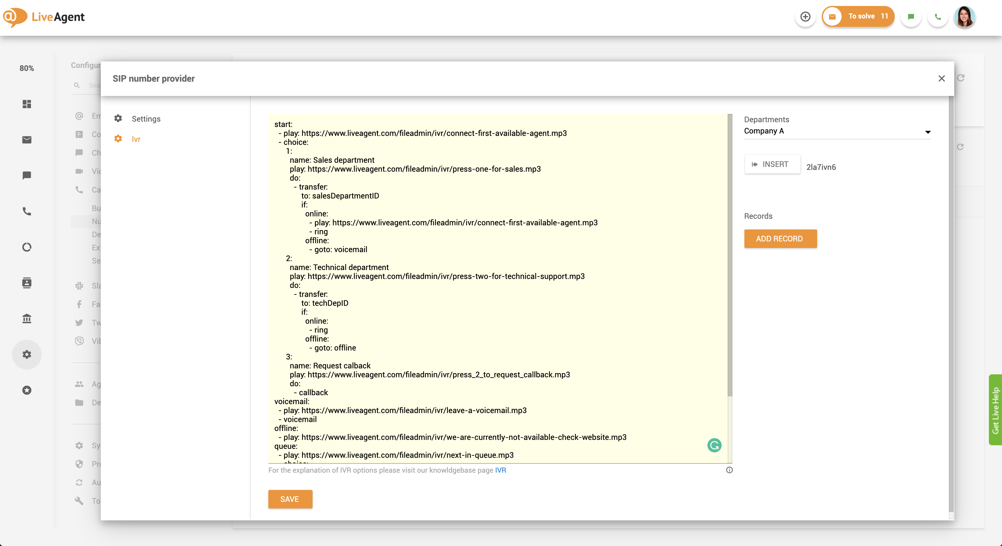 Настройка на обратен звонок - IVR скрипт в LiveAgent