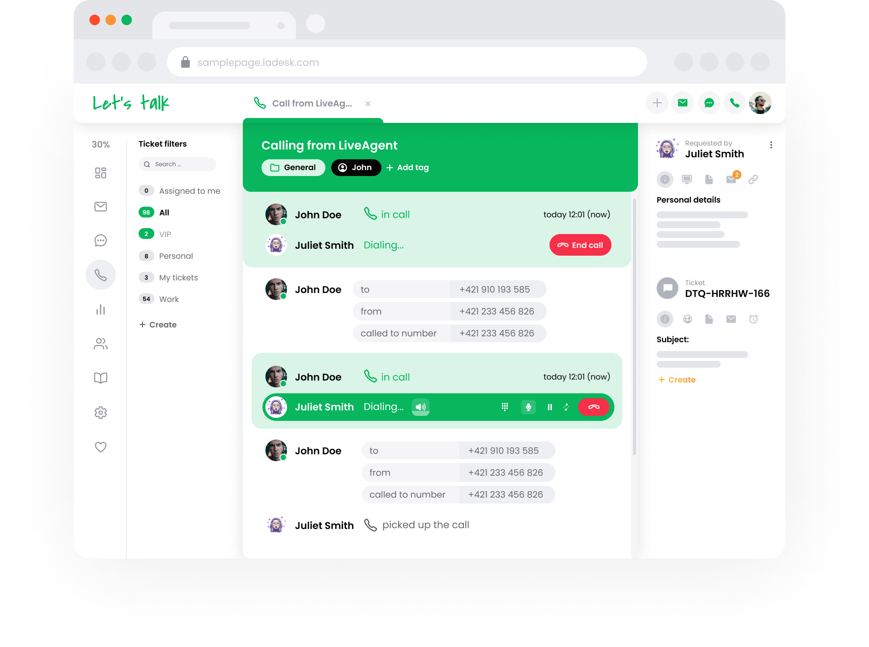 Изходящ кол център в LiveAgent