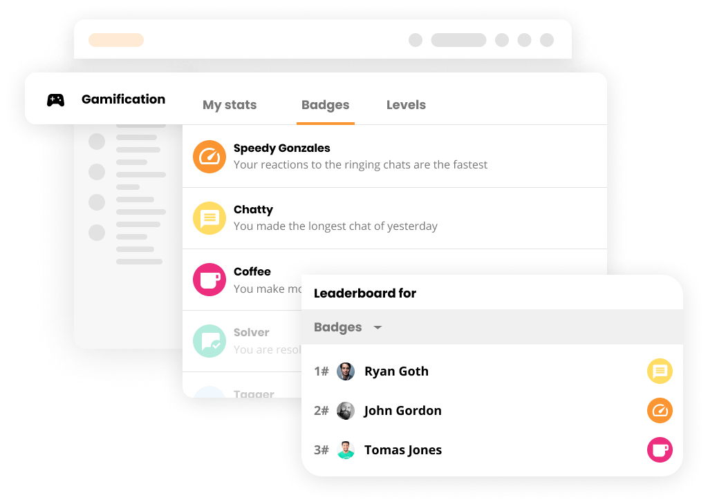 Табло за геймификация за значки в софтуер за помощ - LiveAgent