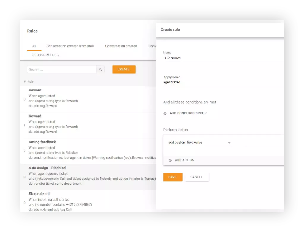Create rule in LiveAgent
