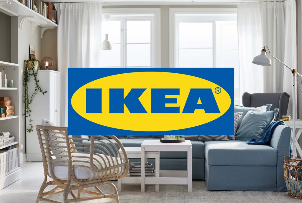 Изображение на логото на Ikea, показващо също техния мебел