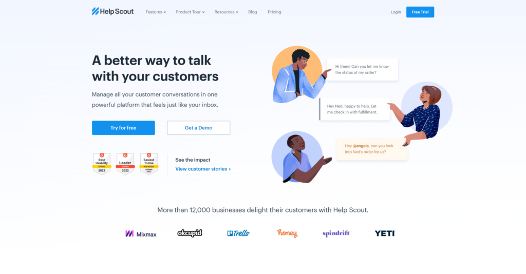 Начална страница на софтуер за Help Desk Help Scout