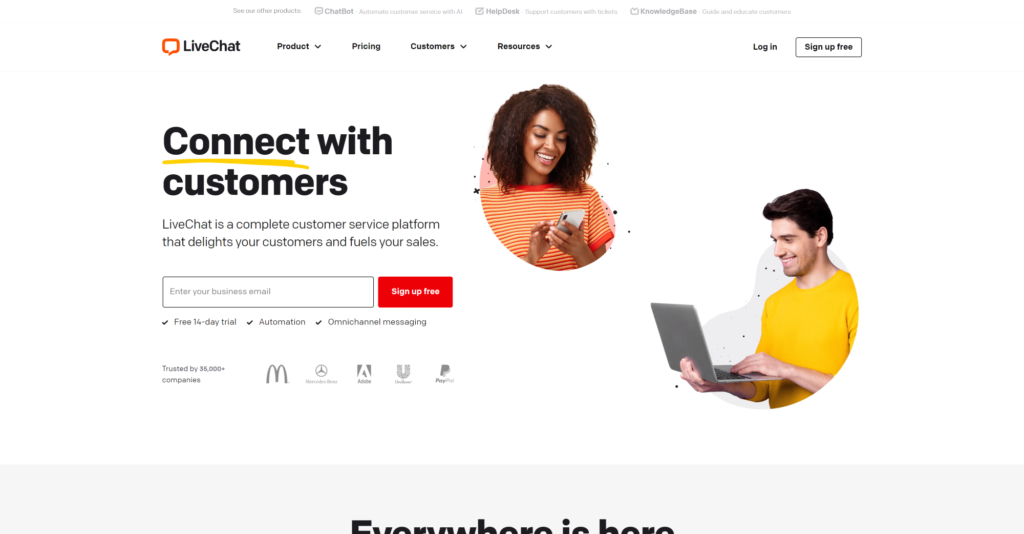 LiveChat начална страница