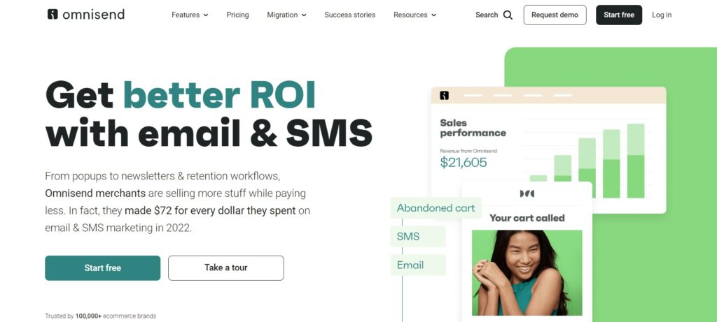 Начална страница на Omnisend