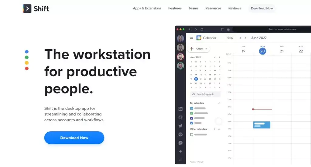 Начална страница на Shift
