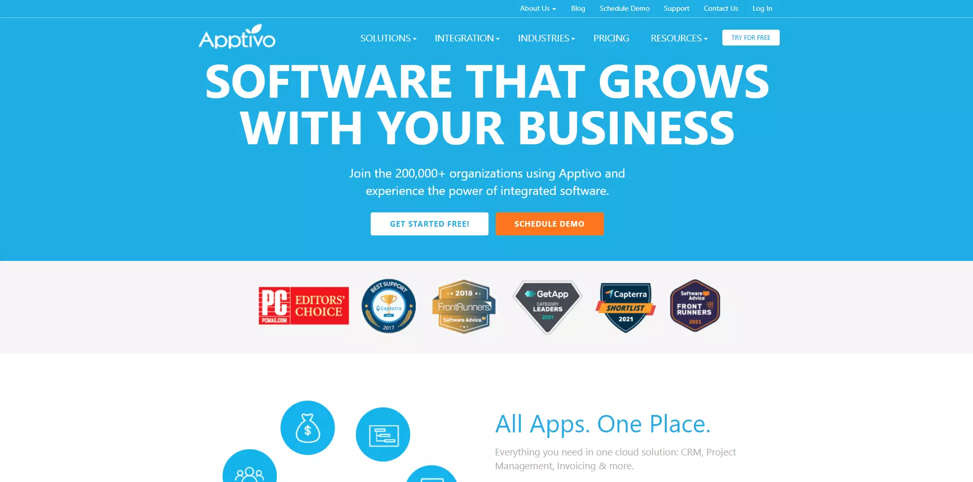 Начална страница на Apptivo