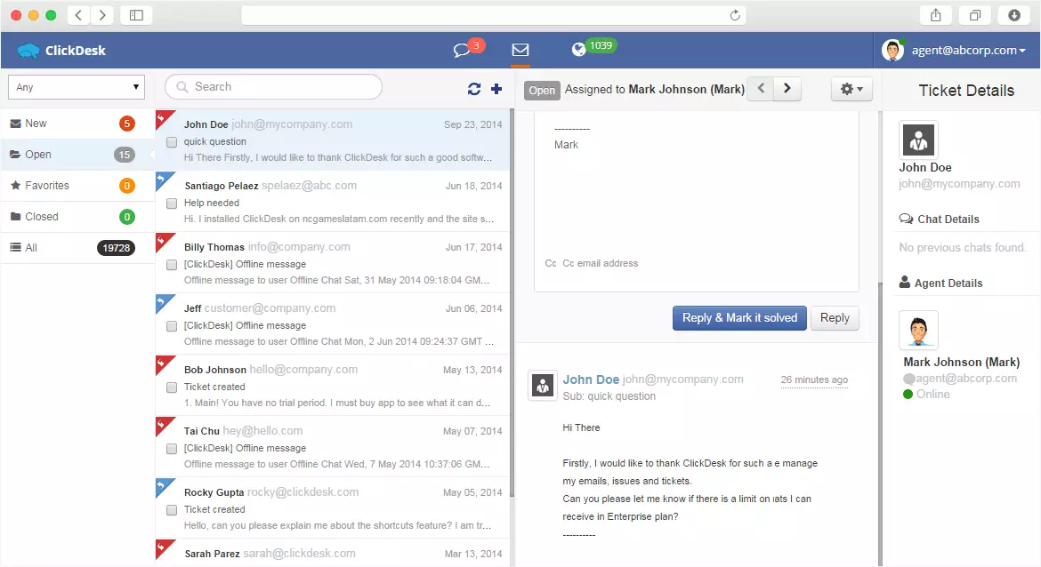 ClickDesk табло и live chat