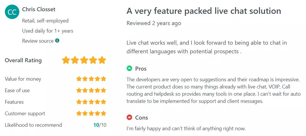 GetApp LiveChat отзив