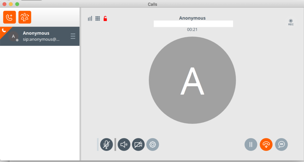 Съобщение на софтфон Linphone