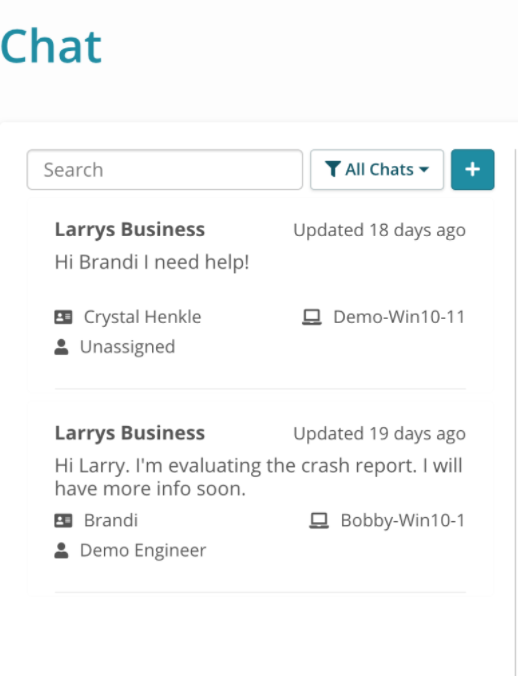 Syncro прозорец за чат