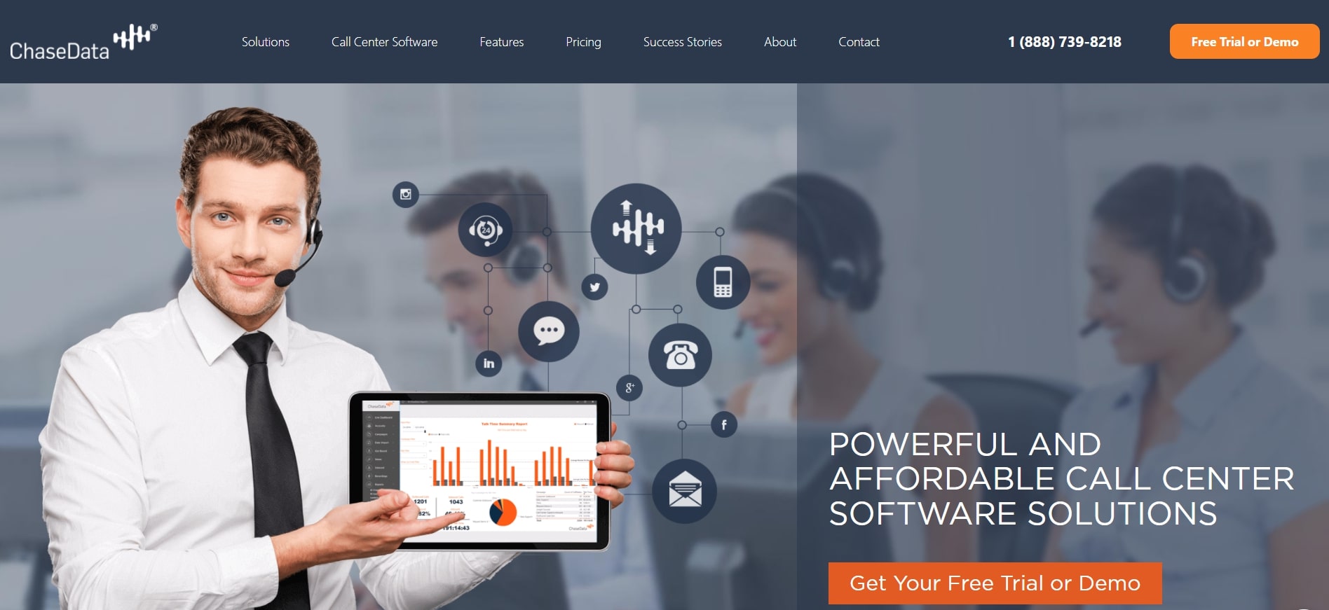 ChaseData CCaaS VoIP уебсайт на доставчика