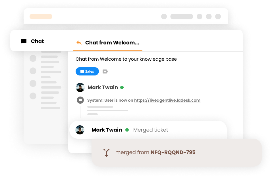Сливане на билети на клиента в софтуер на помощния център - LiveAgent