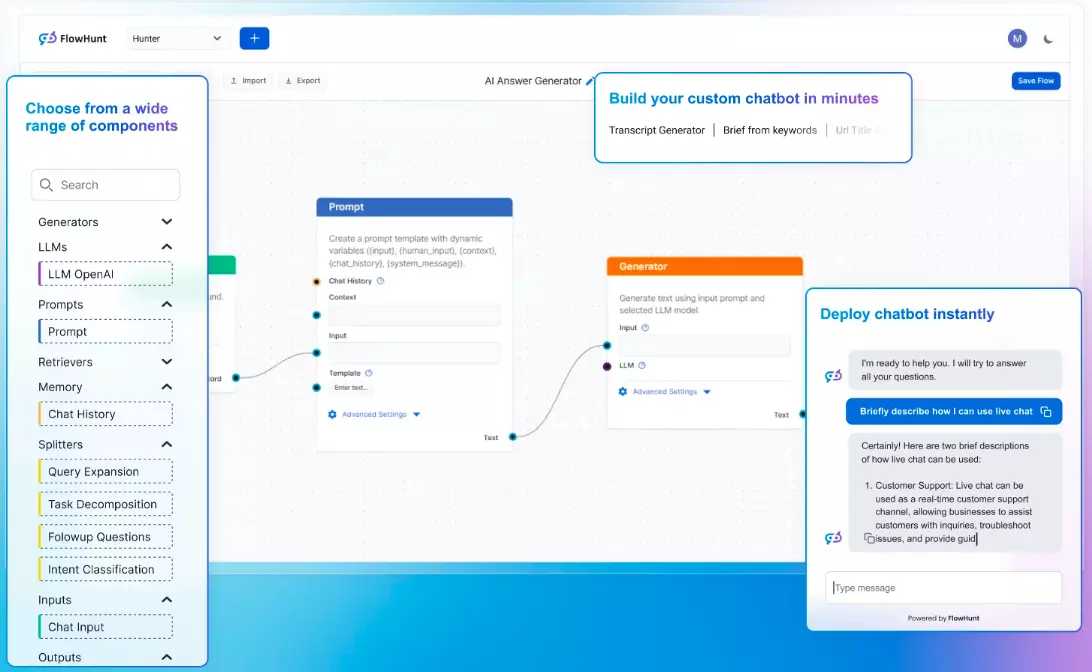 Снимка на начална страница на FlowHunt