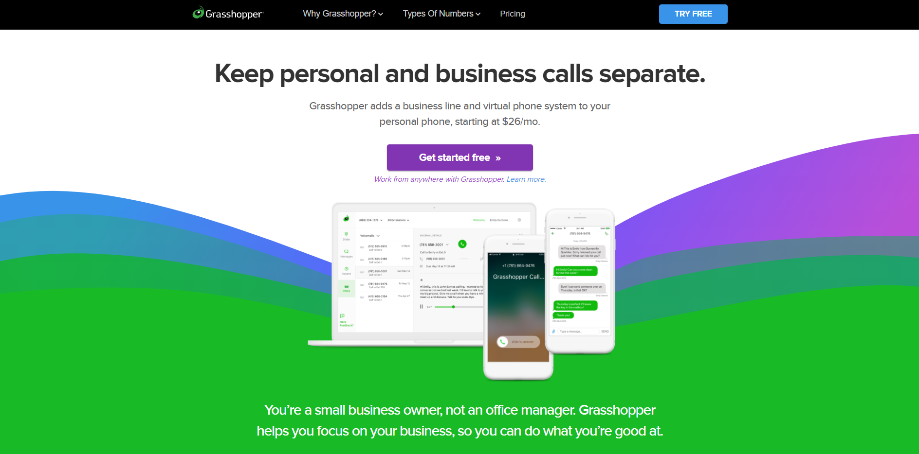 Grasshopper VoIP уебсайт на доставчика