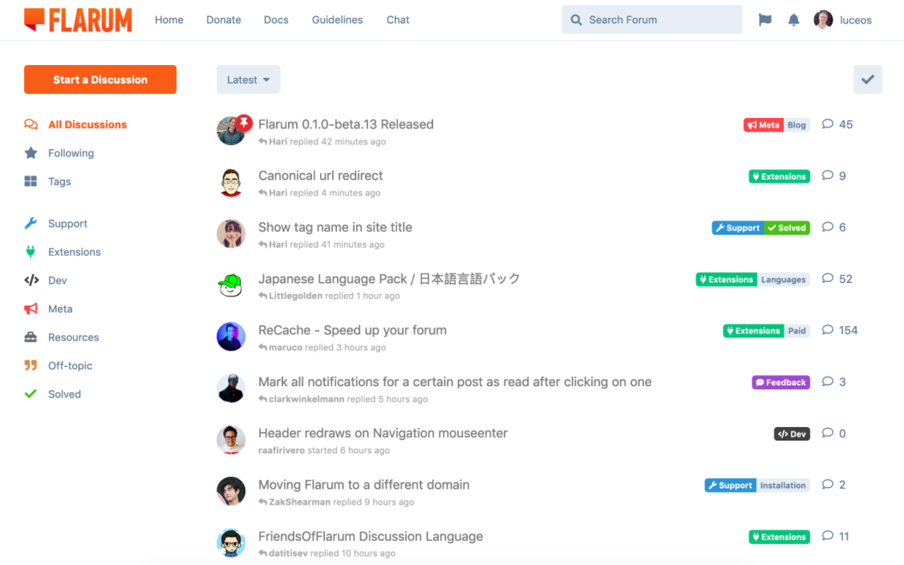 Етикети на форум Flarum