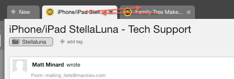 LiveAgent - Възможност за пренареждане на табовете с тикети в заглавната лента на панела на агента