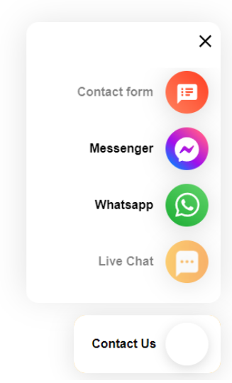Бутон Contact Us на LiveAgent с множество комуникационни канали, предоставящи достъпна поддръжка