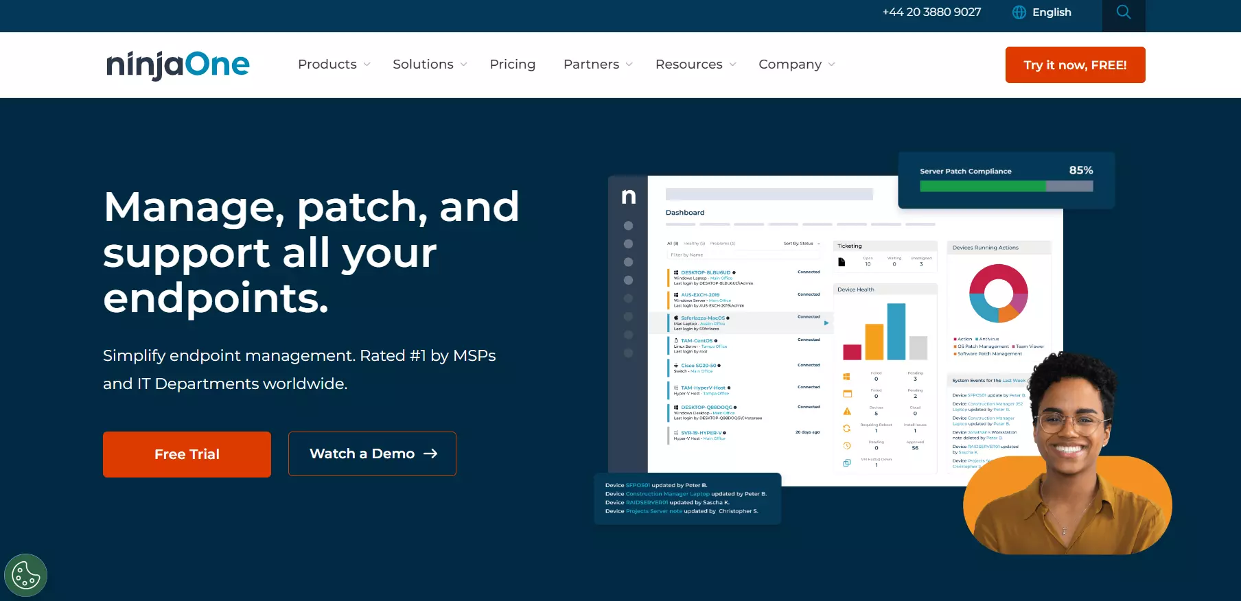 Начална страница на NinjaOne - пълна платформа за IT управление