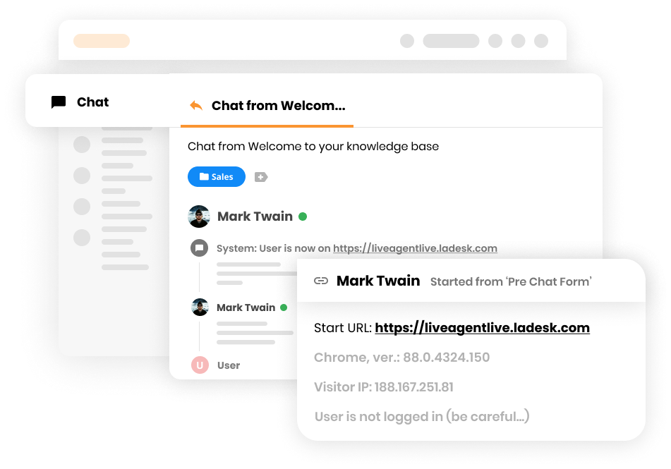 Функция на посетител на уебсайта в LiveAgent