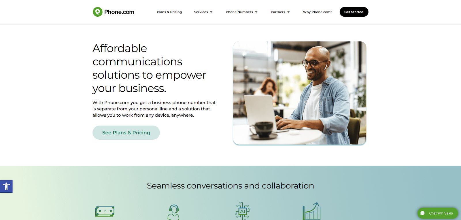 Начална страница на софтуер за кол център Phone.com