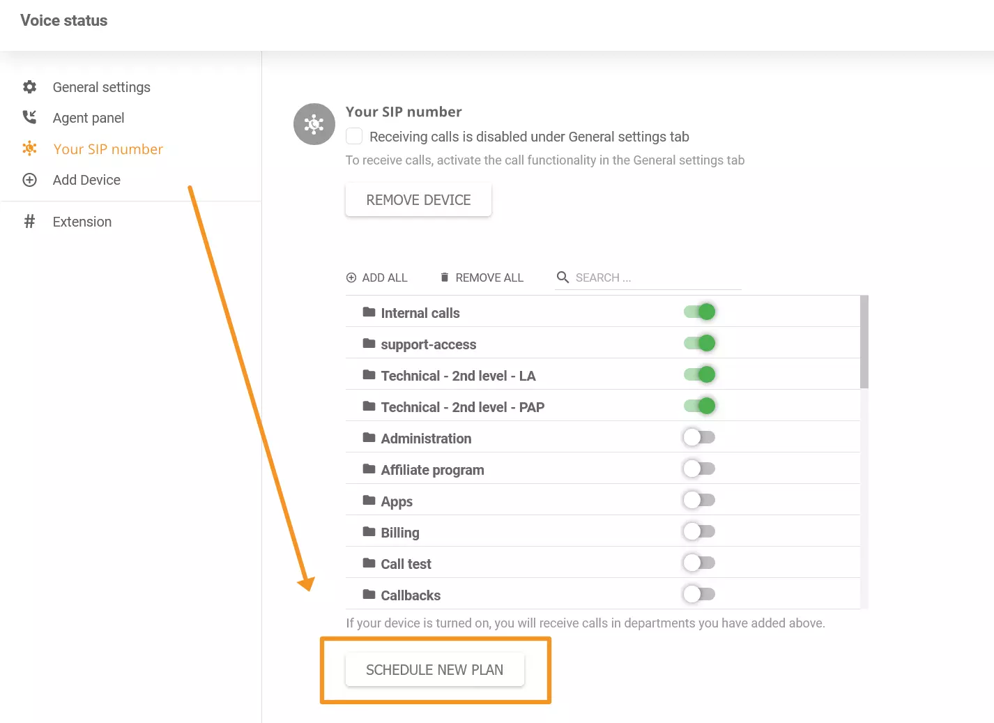 Снимка, показваща къде да намерите новата функция за планиране на разговори в LiveAgent