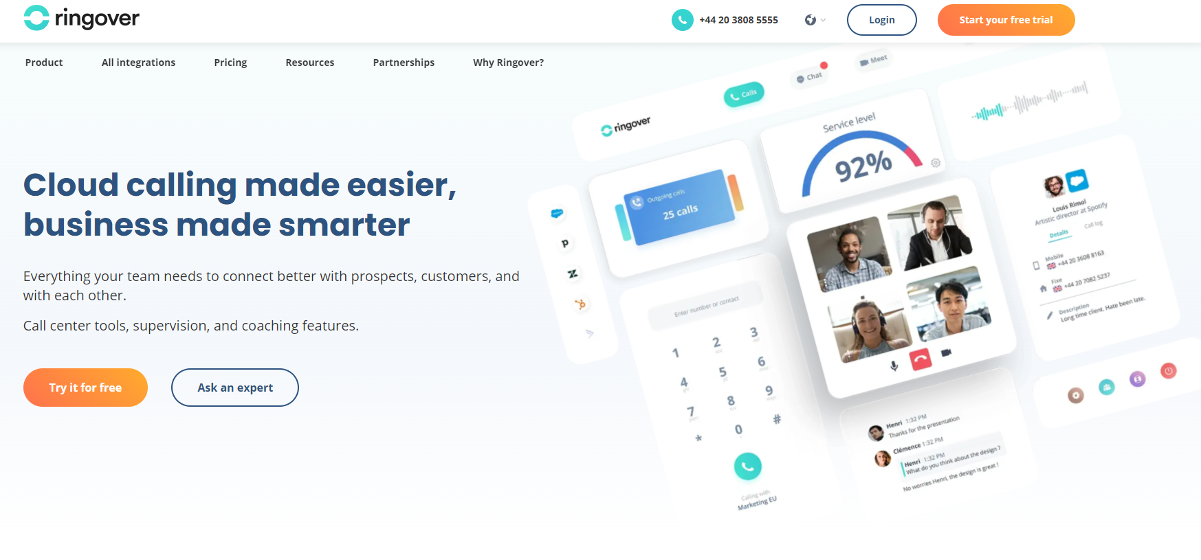 Ringover VoIP уебсайт на доставчика