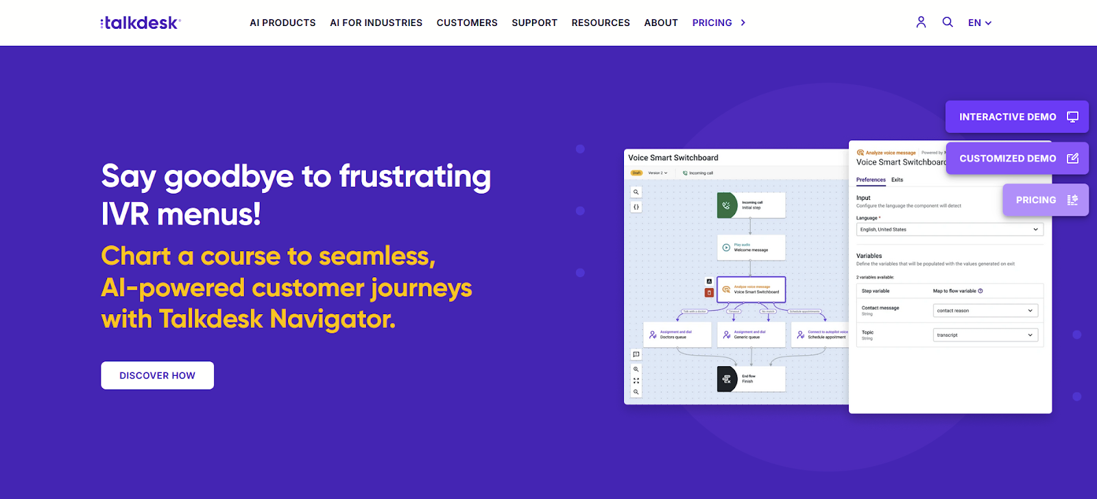 Начална страница на софтуер за кол център Talkdesk