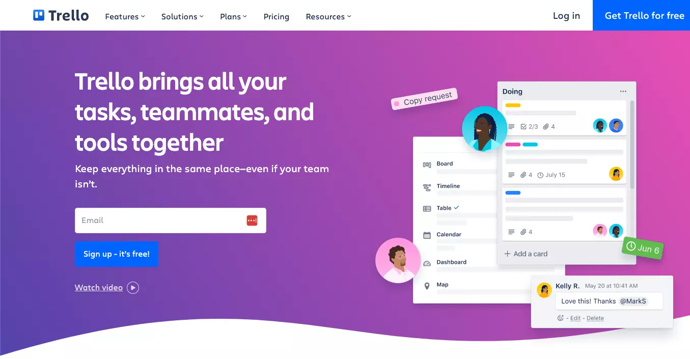 Начална страница на Trello - держите работата си организирана и проследявайте индивидуални задачи от една платформа.