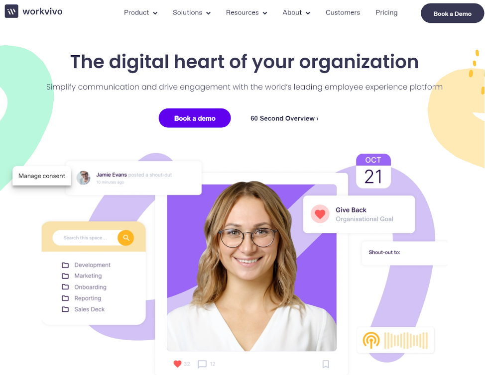 Workvivo homepage
