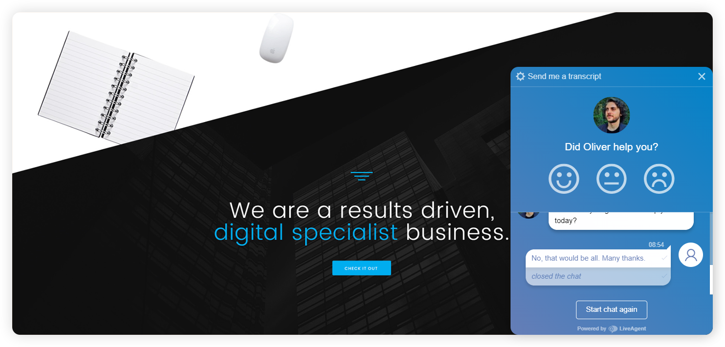 Пример на прозорец за класиране на агент на предприятие