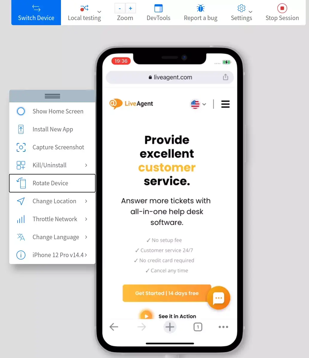 Симулация на страница в BrowserStack