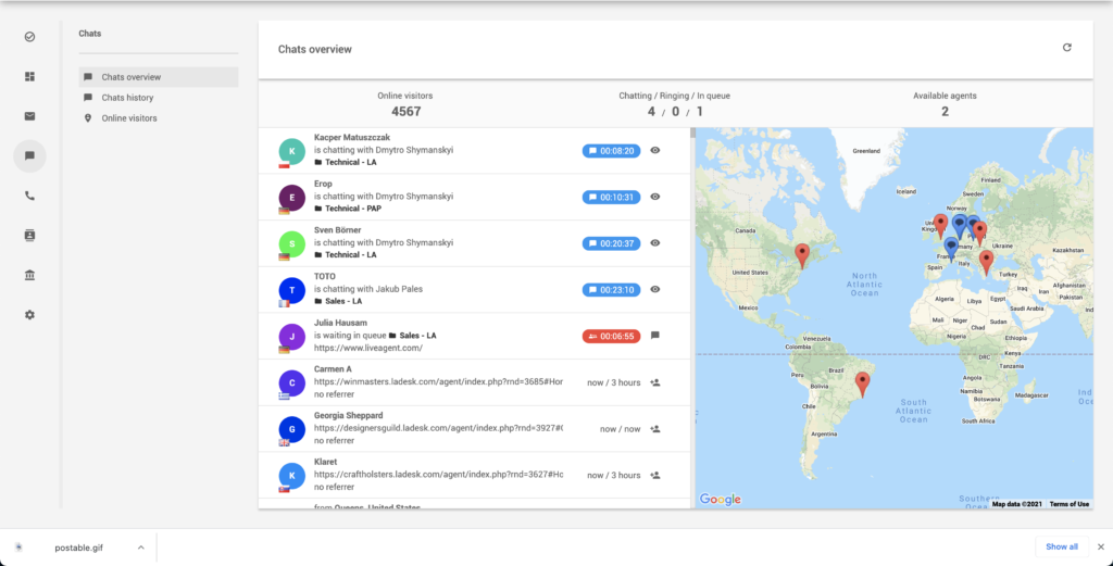 Онлайн посетители на уебсайта - LiveAgent