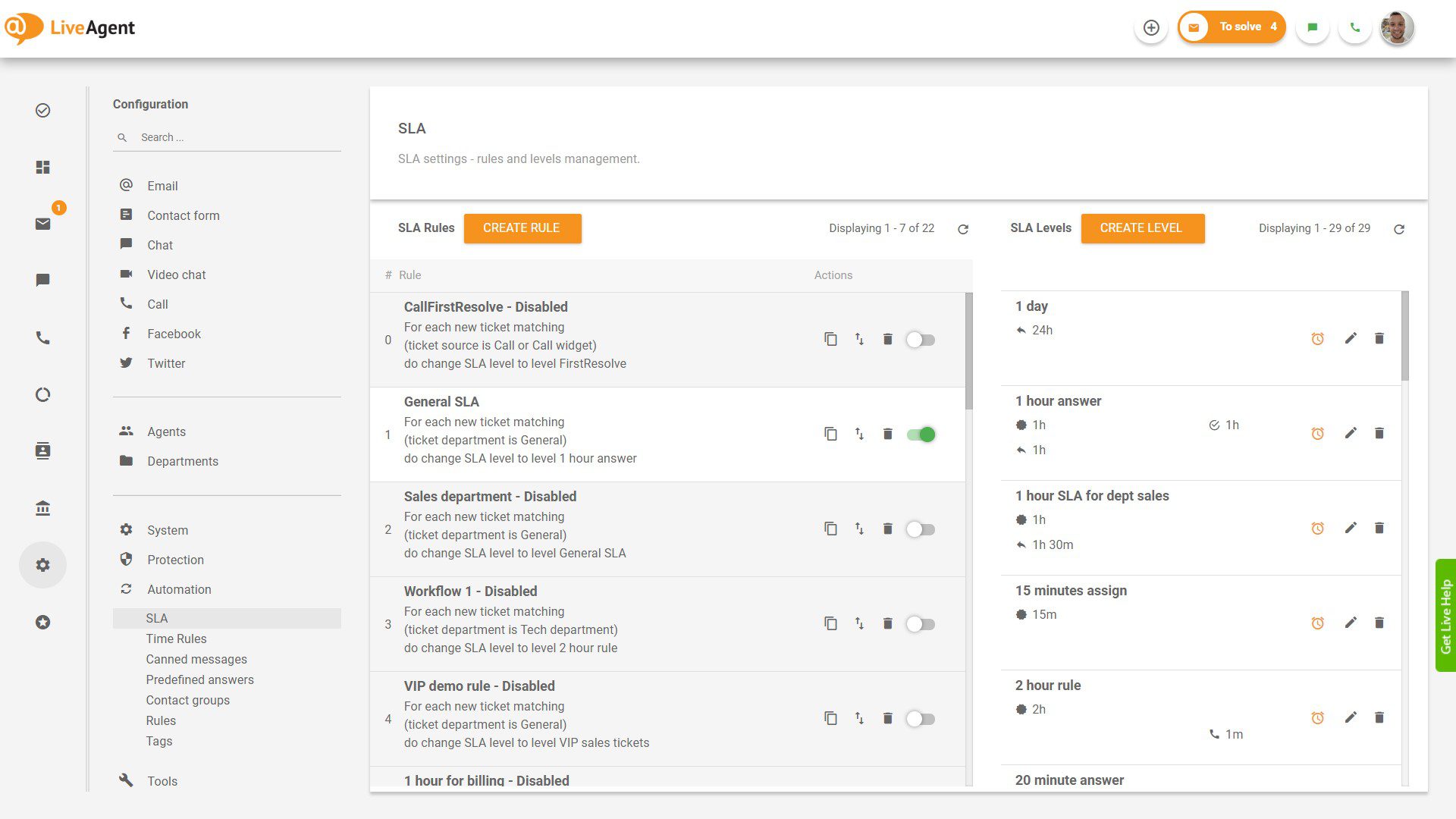 Правила за време в LiveAgent