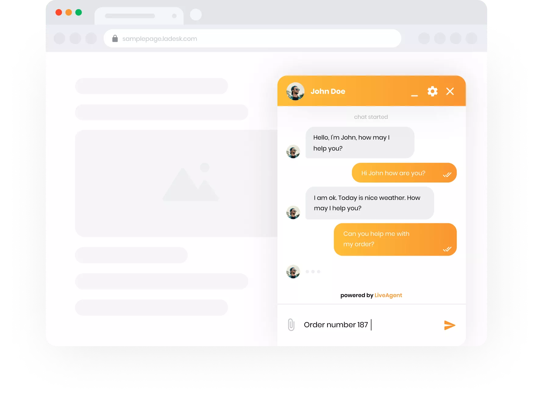 Изглед на живия чат на LiveAgent
