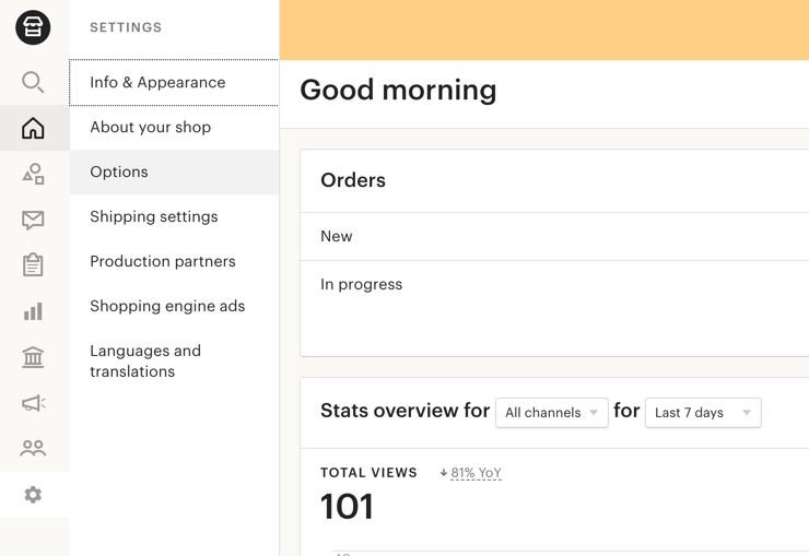 Табло на Etsy Shop Manager