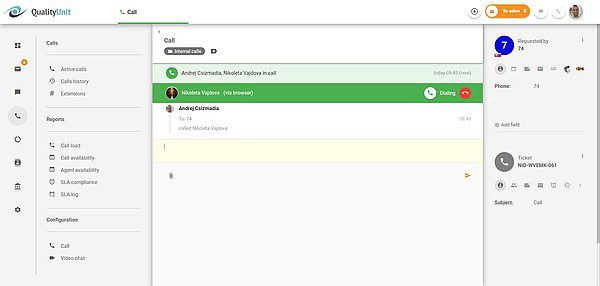 Вътрешни разговори в ход на LiveAgent