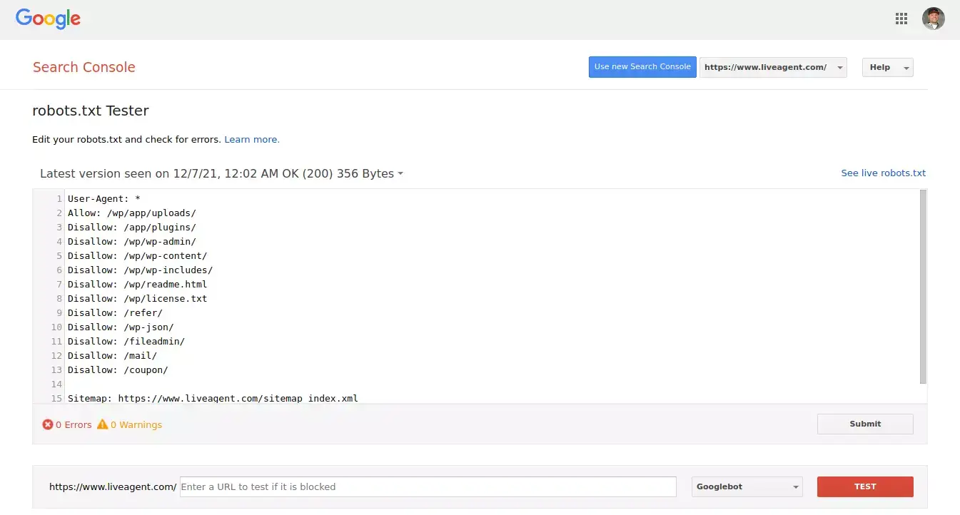 Инструмент за тестване на robots.txt