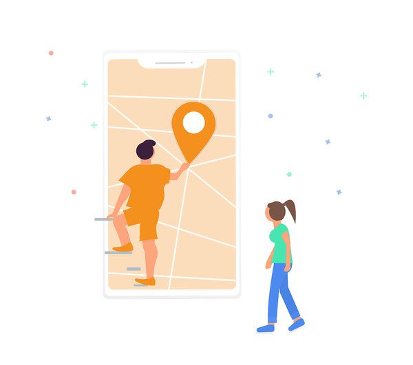 Пътуване - търсене на местоположение - илюстрация